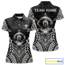 Load image into Gallery viewer, White Tribal Smoke 8 Ball Pool Women Polo &amp; 1/4-Zip Shirt Personalized 3D Ball Billiard Gifts NYN2426