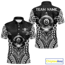 Load image into Gallery viewer, White Tribal Smoke 8 Ball Pool Men Polo &amp; 1/4-Zip Shirt Personalized 3D Ball Billiard Gifts NYN2426