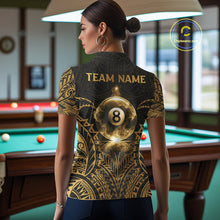 Load image into Gallery viewer, Gold Tribal Smoke 8 Ball Pool Women Polo &amp; 1/4-Zip Shirt Personalized 3D Ball Billiard Gifts NYN2427