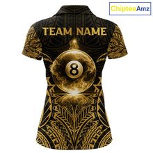 Load image into Gallery viewer, Gold Tribal Smoke 8 Ball Pool Women Polo &amp; 1/4-Zip Shirt Personalized 3D Ball Billiard Gifts NYN2427