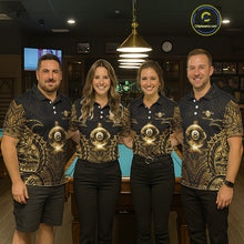 Load image into Gallery viewer, Gold Tribal Smoke 8 Ball Pool Men Polo &amp; 1/4-Zip Shirt Personalized 3D Ball Billiard Gifts NYN2427