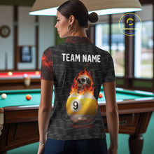 Load image into Gallery viewer, Fire Skull 9 Ball Pool Billiard Team Shirt For Women Custom Red Flames Billiard Ball &amp; Cue Gifts NYN2437