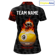 Load image into Gallery viewer, Fire Skull 9 Ball Pool Billiard Team Shirt For Women Custom Red Flames Billiard Ball &amp; Cue Gifts NYN2437