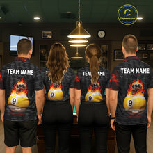 Load image into Gallery viewer, Fire Skull 9 Ball Pool Billiard Team Shirt For Men Custom Red Flames Billiard Ball &amp; Cue Gifts NYN2437
