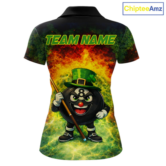 Red & Green Shamrock Thunder Funny Pool 8 Ball Women Billiard Shirt Personalized Balls Billiard Shirts NYN2653