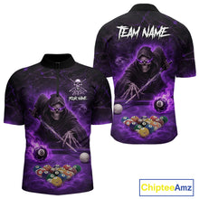 Load image into Gallery viewer, Grim Reaper Plays Billiard Pool Men Billiard Shirts Custom Flame Skull 8 Ball Billiard Team Attire NYN3017