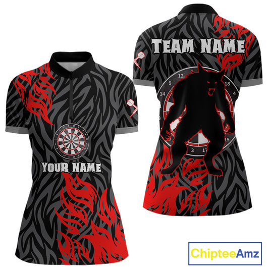 Red-Black Wolf Dartboards Custom Wolf Dart Shirt For Women, Dart Team Jerseys NYN0238