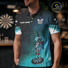 Load image into Gallery viewer, Turquoise Pattern Alien And Dartboards Custom Dart Shirts For Men, Dart Jerseys NYN0239