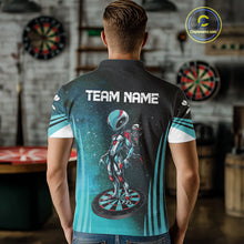 Load image into Gallery viewer, Turquoise Pattern Alien And Dartboards Custom Dart Shirts For Men, Dart Jerseys NYN0239