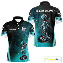 Load image into Gallery viewer, Turquoise Pattern Alien And Dartboards Custom Dart Shirts For Men, Dart Jerseys NYN0239