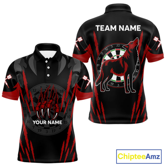 Black And Red Dartboards Custom Wolf Dart Shirts For Men, Dart Team Jerseys NYN0241