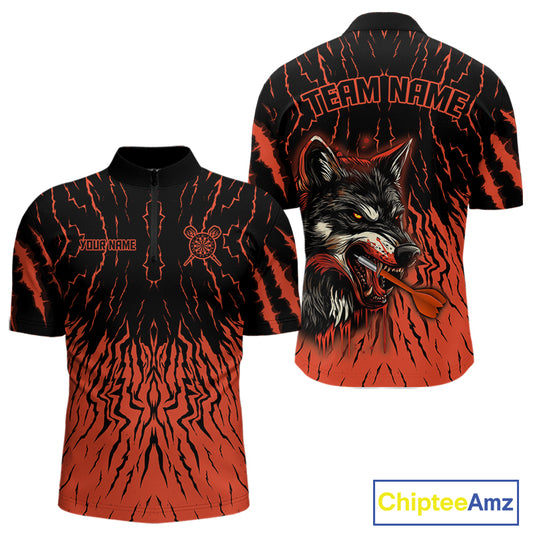 Vibrant Red-Orange Wolf Dart Arrow Shirt Custom Dart Shirt For Men, Dart Jerseys NYN0243