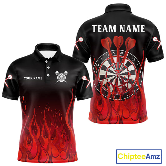 Deep Burgundy Flame Pattern Dartboard Custom Dart Shirt For Men, Dart Jerseys NYN0244