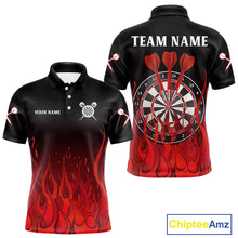 Load image into Gallery viewer, Deep Burgundy Flame Pattern Dartboard Custom Dart Shirt For Men, Dart Jerseys NYN0244
