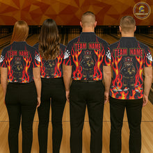 Load image into Gallery viewer, Personalized Funny Cat Firefighter Fire Flame Men Bowling Shirt Custom Team Shirts For Bowlers NYN3191