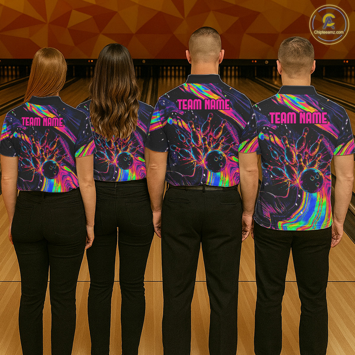 Custom Skull Holographic Bowling Shirt Bowling Team League Colorful Splatter Bowling Shirt For Women NYN3194