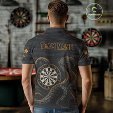 Load image into Gallery viewer, Yellow and Black Octopus Dartboard - Men's Darts Team Shirt - Custom Name For Players NYN0490