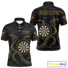 Load image into Gallery viewer, Yellow and Black Octopus Dartboard - Men's Darts Team Shirt - Custom Name For Players NYN0490