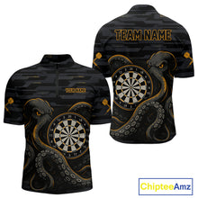 Load image into Gallery viewer, Yellow and Black Octopus Dartboard - Men's Darts Team Shirt - Custom Name For Players NYN0490