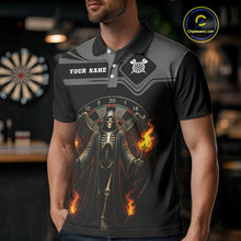 Load image into Gallery viewer, Grim Reaper With Flaming Torch Dartboard Men's Darts Shirt - Custom Name For Players NYN0493