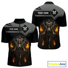Load image into Gallery viewer, Grim Reaper With Flaming Torch Dartboard Men's Darts Shirt - Custom Name For Players NYN0493