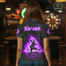 Load image into Gallery viewer, Female model wearing Crazy Rabbit Fire Flame Purple Women's Darts Polo, Personalized League Jersey