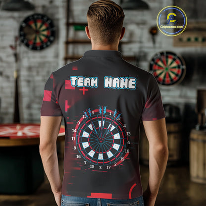 Custom Black Purple Flames Wolf Dartboard Dart Men Polo Shirt Outfits Dart Jerseys NYN1620