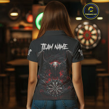Load image into Gallery viewer, Black Smokes Eagle Chain Red Grunge Dartboard Custom Women Darts Polo Shirt Dart Jerseys NYN1907