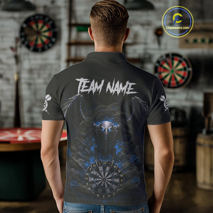 Black Smokes Eagle Chain Blue Grunge Dartboard Custom Men Darts Polo Shirt Dart Jerseys NYN1909