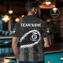 Load image into Gallery viewer, Grey Grunge Ball Pool Men Billiard Polo &amp; 1/4-Zip Shirt Custom 8 Balls Billiard Team Jerseys NYN2443
