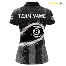 Load image into Gallery viewer, Grey Grunge Ball Pool Women Billiard Polo &amp; 1/4-Zip Shirt Custom 8 Balls Billiard Team Jerseys NYN2443