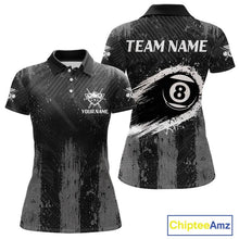 Load image into Gallery viewer, Grey Grunge Ball Pool Women Billiard Polo &amp; 1/4-Zip Shirt Custom 8 Balls Billiard Team Jerseys NYN2443