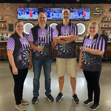 Load image into Gallery viewer, Purple US Flag Grunge Dartboard &amp; Arrow Men Darts 1/4-Zip Shirts Custom Dart Team Jerseys NYN2444