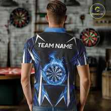 Load image into Gallery viewer, Black And Blue Flames Dartboard Men Darts 1/4-Zip Shirts Custom Fire Flame Dart Team Jerseys NYN2445