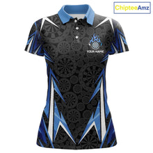 Load image into Gallery viewer, Black And Blue Flames Dartboard Women Darts Polo Shirts Custom Fire Flame Dart Team Jerseys NYN2445