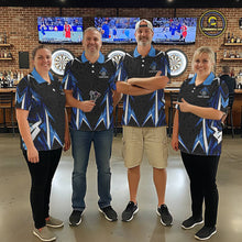 Load image into Gallery viewer, Black And Blue Flames Dartboard Men Darts 1/4-Zip Shirts Custom Fire Flame Dart Team Jerseys NYN2445