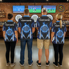 Load image into Gallery viewer, Black And Blue Flames Dartboard Men Darts 1/4-Zip Shirts Custom Fire Flame Dart Team Jerseys NYN2445