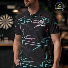 Load image into Gallery viewer, Blue And Pink Lines Human Plays Darts Polo Shirts For Men Personalized Dart Team Jerseys NYN2448