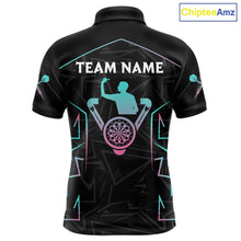 Load image into Gallery viewer, Blue And Pink Lines Human Plays Darts Polo Shirts For Men Personalized Dart Team Jerseys NYN2448
