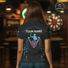 Load image into Gallery viewer, Blue And Pink Lines Human Plays Darts 1/4-Zip Shirts For Women Personalized Dart Team Jerseys NYN2448