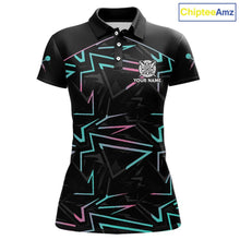 Load image into Gallery viewer, Blue And Pink Lines Human Plays Darts Polo Shirts For Women Personalized Dart Team Jerseys NYN2448