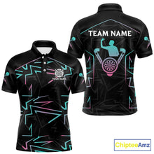 Load image into Gallery viewer, Blue And Pink Lines Human Plays Darts Polo Shirts For Men Personalized Dart Team Jerseys NYN2448