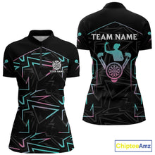 Load image into Gallery viewer, Blue And Pink Lines Human Plays Darts 1/4-Zip Shirts For Women Personalized Dart Team Jerseys NYN2448