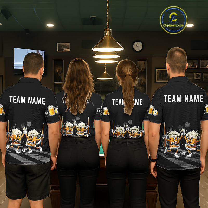 Funny Beer Couple Play Pool 8 Ball Men's Billiard Team Shirt Custom Billiard Polo & 1/4 Zip Attire NYN2666