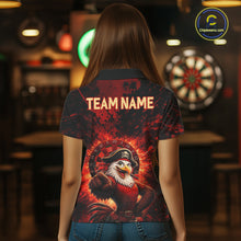 Load image into Gallery viewer, Funny Pirate Rooster Women Darts Polo &amp; 1/4-Zip Shirt Personalized Red Splatter Paint Dart Team Jersey NYN3031