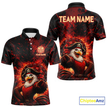 Load image into Gallery viewer, Funny Pirate Rooster Men Darts Polo &amp; 1/4-Zip Shirt Personalized Red Splatter Paint Dart Team Jersey NYN3031