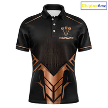 Load image into Gallery viewer, Black And Metallic Copper Darts Polo &amp; 1/4-Zip Shirt For Men Custom Outfits Team Darts Jersey NYN3040