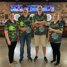 Load image into Gallery viewer, Grunge Blue Green Strike Horror Skull Womens Darts Shirt Personalized Splatter Dart Team Jerseys NYN3202