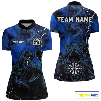 Personalized Blue Smoking Funny Dinosaurs Womens Darts Shirt Custom Grunge Outfits Dart Jerseys NYN3204