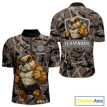Golden Ochre Bulldog With Arrows Men's Grunge Darts Shirt - Custom Name For Players NYN0504
